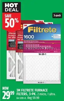 Canadian Tire 3M FILTRETE FURNACE FILTERS, 3-PK offer