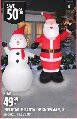 Canadian Tire Gemmy Airblown INFLATABLE SANTA OR SNOWMAN, 8´ offer