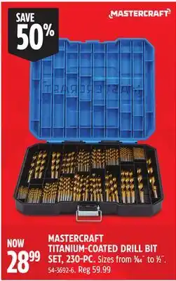 Canadian Tire MASTERCRAFT TITANIUM-COATED DRILL BIT SET offer