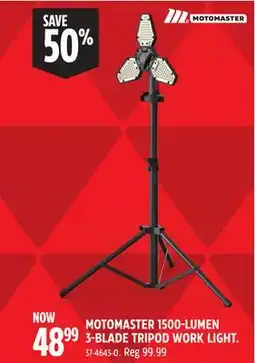 Canadian Tire MOTOMASTER 1500-LUMEN 3-BLADE TRIPOD WORK LIGHT offer