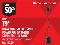Canadian Tire ROWENTA 1500W UPRIGHT POWERFUL GARMENT STEAMER, 1.3L TANK offer