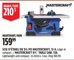 Canadian Tire MASTERCRAFT 8 1⁄4˝ TABLE SAW, 13A offer