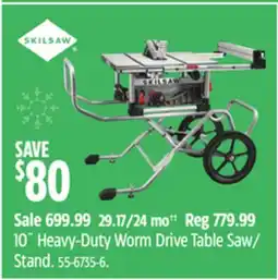 Canadian Tire SKILSAW 10˝ Heavy-Duty Worm Drive Table Saw/ Stand offer