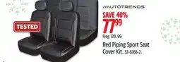 Canadian Tire AutoTrends Red Piping Sport Seat Cover Kit offer