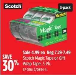 Canadian Tire Scotch Magic Tape or Gift Wrap Tape, 3-Pk offer