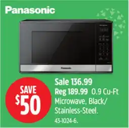 Canadian Tire Panasonic 0.9 Cu-Ft Microwave, Black/ Stainless-Steel offer