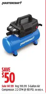 Canadian Tire Mastercraft 3-Gallon Air Compressor offer