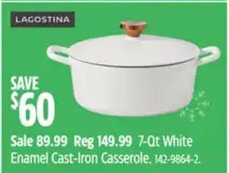 Canadian Tire Lagostina 7-Qt White Enamel Cast-Iron Casserole offer