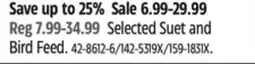 Canadian Tire Selected Suet and Bird Feed offer