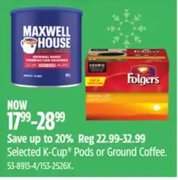 Canadian Tire Selected K-Cup Pods or Ground Coffee offer