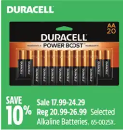 Canadian Tire Duracell Selected Alkaline Batteries offer