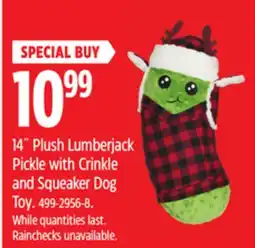 Canadian Tire 14˝ Plush Lumberjack Pickle with Crinkle and Squeaker Dog Toy offer