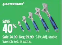 Canadian Tire Mastercraft 5-Pc Adjustable Wrench Set offer