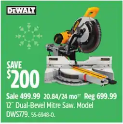 Canadian Tire DEWALT 12˝ Dual-Bevel Mitre Saw offer