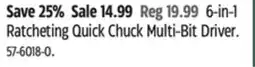 Canadian Tire MAXIMUM 6-in-1 Ratcheting Quick Chuck Multi-Bit Driver offer