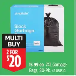 Canadian Tire 74L Garbage Bags offer