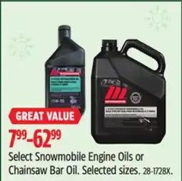 Canadian Tire Motomaster Select Snowmobile Engine Oils or Chainsaw Bar Oil offer