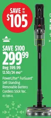 Canadian Tire BISSELL PowerLifter FurGuard Self-Standing Removable Battery Cordless Stick Vac offer