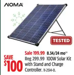 Canadian Tire Noma 100W Solar Kit with Stand and Charge Controller offer