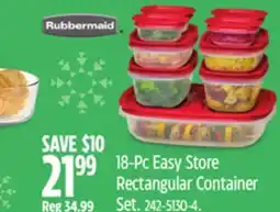 Canadian Tire Rubbermaid 18-Pc Easy Store Rectangular Container Set offer