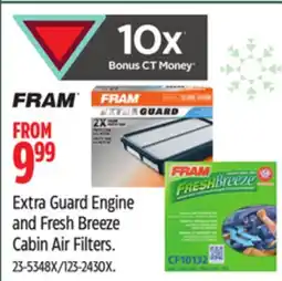 Canadian Tire Extra Guard Engine and Fresh Breeze Cabin Air Filters offer