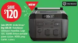 Canadian Tire Eliminator PowerBox Surge 500. 500Wh lithium portable power station. 1400A jump starter offer