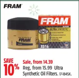 Canadian Tire Ultra Synthetic Oil Filters offer