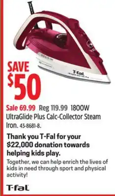 Canadian Tire T-fal UltraGlide Plus Calc-Collector Steam Iron offer