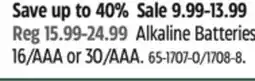 Canadian Tire NOMA Alkaline Batteries 16/AAA or 30/AAA offer