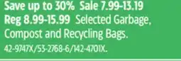 Canadian Tire Glad Selected Garbage, Compost and Recycling Bags offer