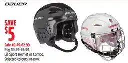 Canadian Tire Bauer Lil' Sport Helmet or Combo. Selected colours offer