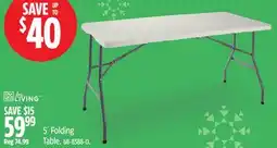 Canadian Tire For Living 5´ Folding Table offer