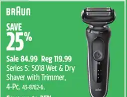Canadian Tire BRAUN Series 5: 5018 Wet & Dry Shaver with Trimmer, 4-Pc offer