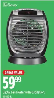 Canadian Tire For Living Digital Fan Heater with Oscillation offer