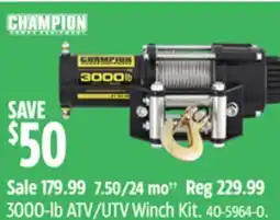 Canadian Tire CHAMPION POWER EQUIPMENT 3000-lb ATV/UTV Winch Kit offer