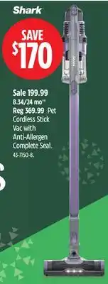 Canadian Tire Shark Pet Cordless Stick Vac with Anti-Allergen Complete Seal offer