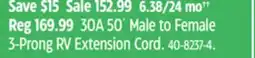 Canadian Tire 30A 50´ Male to Female 3-Prong RV Extension Cord offer