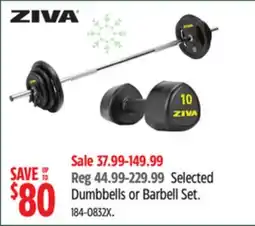Canadian Tire Ziva Selected Dumbbells or Barbell Set offer