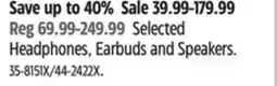 Canadian Tire Selected Headphones, Earbuds and Speakers offer