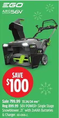 Canadian Tire EGO 56V POWER+ Single Stage Snowblower offer