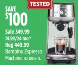 Canadian Tire Bambino Espresso Machine offer