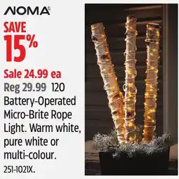 Canadian Tire Battery-Operated Micro-Brite Rope Light. Warm white, pure white or multi-colour offer