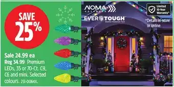 Canadian Tire NOMA Premium LEDs, 35 or 70-Ct. C9, C6 and mini offer