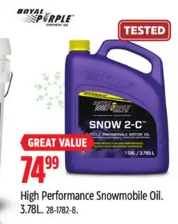 Canadian Tire Royal Purple High Performance Snowmobile Oil offer