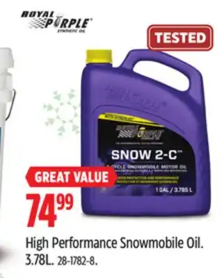 Canadian Tire Royal Purple High Performance Snowmobile Oil offer