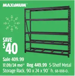 Canadian Tire MAXIMUM 5-Shelf Metal Storage Rack. 90 x 24 x 90˝ h offer