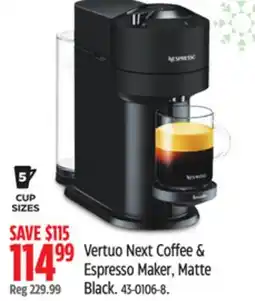 Canadian Tire NESPRESSO Vertuo Next Coffee & Espresso Maker, Matte Black offer