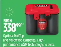 Canadian Tire Optima RedTop and YellowTop Batteries offer