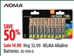 Canadian Tire NOMA 40/AA Alkaline Batteries offer