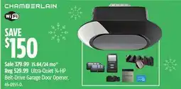 Canadian Tire Chamberlain Ultra-Quiet 3⁄4-HP Belt-Drive Garage Door Opener offer